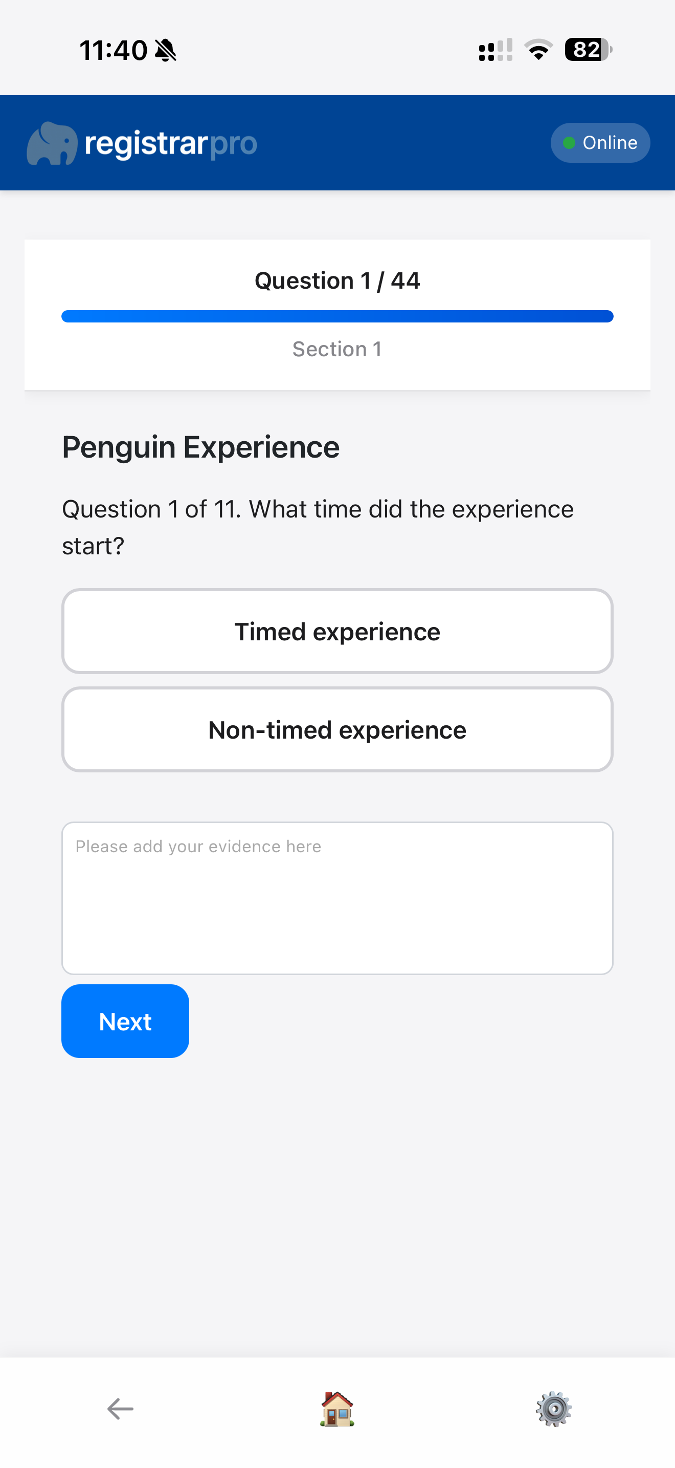 Experience Assessment Scoring